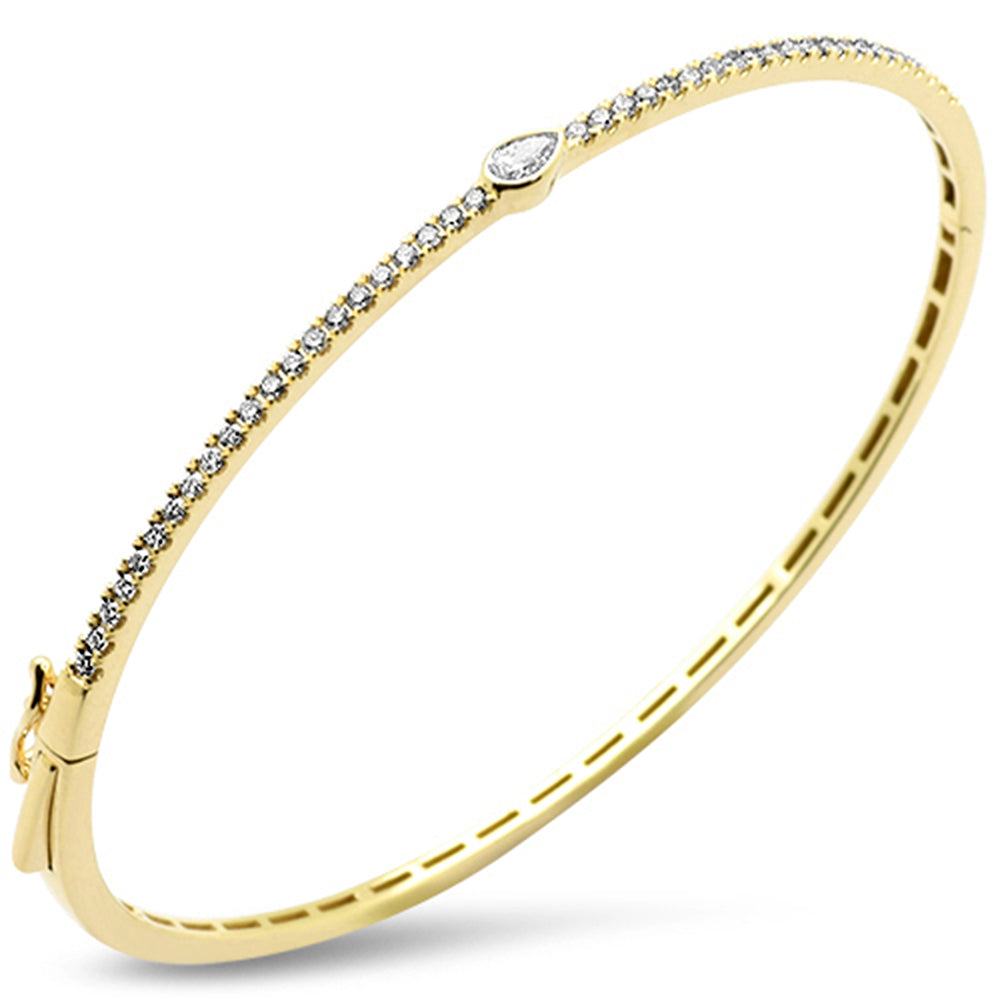 SPECIAL! .63ct G SI 14K Yellow Gold Diamond Pear Shape Center Bangle Bracelet