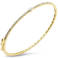 SPECIAL! .63ct G SI 14K Yellow Gold Diamond Pear Shape Center Bangle Bracelet