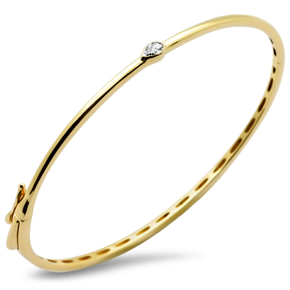 SPECIAL! .14ct G SI 14K Yellow Gold Pear Cut Diamond Bangle Bracelet