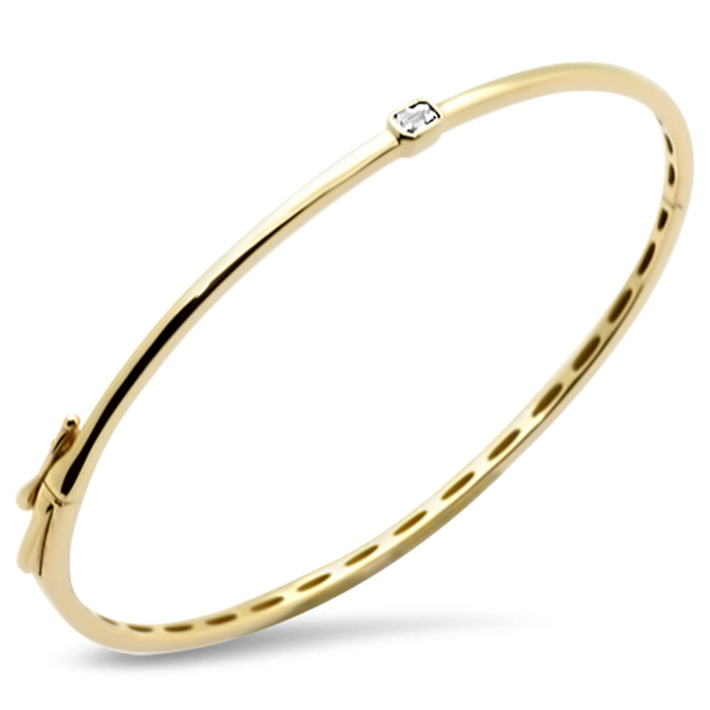 SPECIAL! .20ct G SI 14K Yellow Gold Emerald Cut Diamond Center Bangle Bracelet
