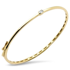 SPECIAL! .20ct G SI 14K Yellow Gold Emerald Cut Diamond Center Bangle Bracelet