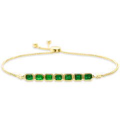 SPECIAL! 1.60ct G SI 14K Yellow Gold Emerald Gemstone Bola Bracelet