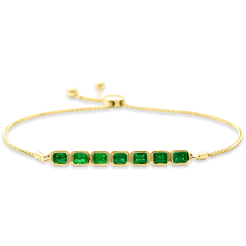SPECIAL! 1.60ct G SI 14K Yellow Gold Emerald Gemstone Bola Bracelet