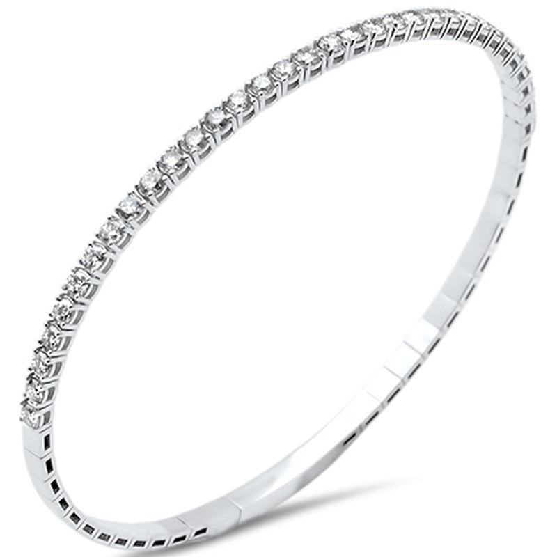 SPECIAL! 2.02ct G SI 14K White Gold Round Diamond Flexible Bangle Bracelet