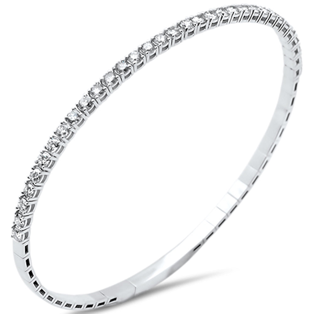 SPECIAL! 2.98ct G SI 14K White Gold Round Diamond Flexible Bangle Bracelet