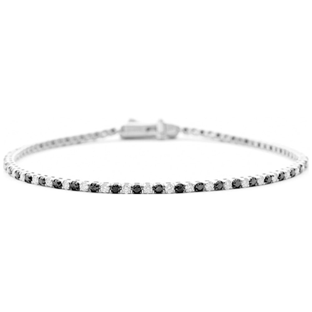 SPECIAL! 1.99ct G SI 14K White Gold Black & White Diamond Tennis Bracelet 7" Long