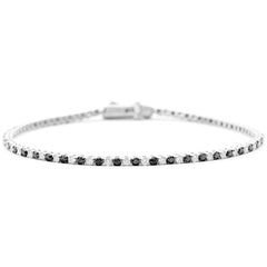 SPECIAL! 1.99ct G SI 14K White Gold Black & White Diamond Tennis Bracelet 7" Long