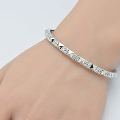 SPECIAL! 1.19ct G SI 14K White Gold Diamond Spike Studded Bangle Bracelet