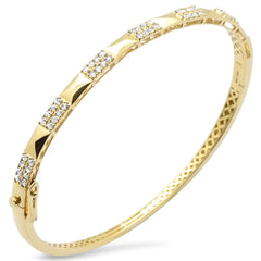SPECIAL!.65ct G SI 14K Yellow Gold Diamond Studded Design Bangle Bracelet