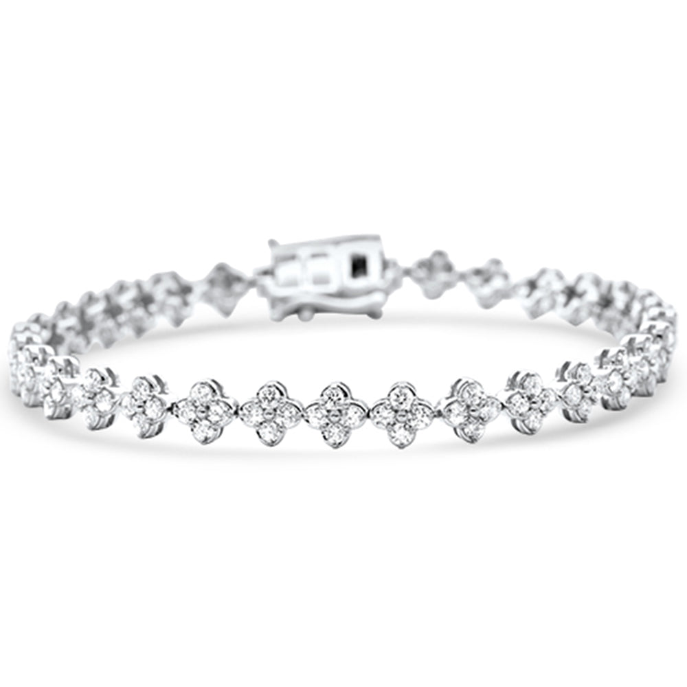 SPECIAL!3.00ct G SI 14K White Gold Flower Diamond Bracelet 7" Long