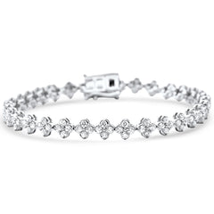 SPECIAL!3.00ct G SI 14K White Gold Flower Diamond Bracelet 7" Long