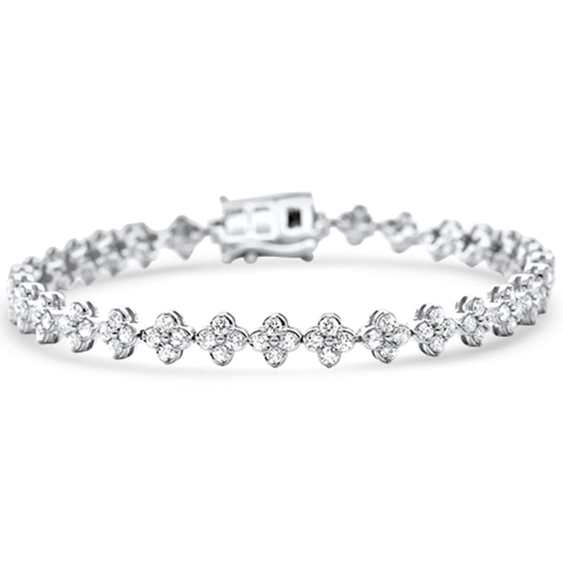SPECIAL!3.00ct G SI 14K White Gold Flower Diamond Bracelet 7" Long