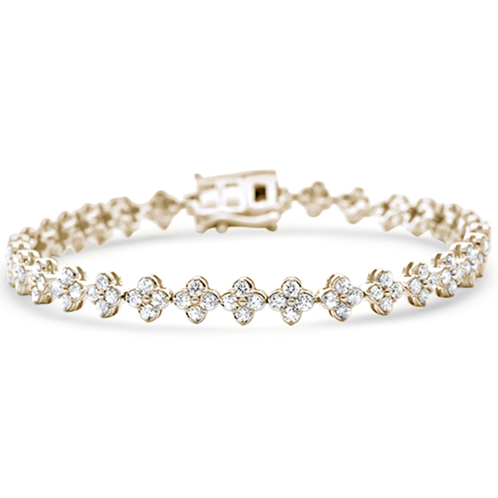 SPECIAL! 2.98ct G SI 14K Yellow Gold Flower Diamond Bracelet 7" Long