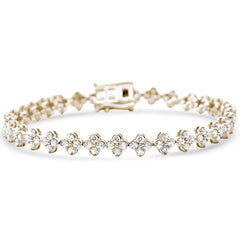 SPECIAL! 2.98ct G SI 14K Yellow Gold Flower Diamond Bracelet 7" Long