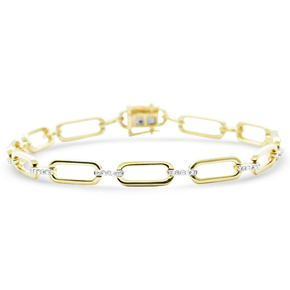 SPECIAL!.24ct G SI 14K Yellow Gold Paper Clip Style Link Diamond Bracelet 7" Long