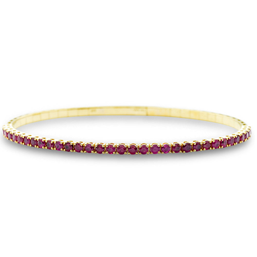 SPECIAL!2.55ct G SI 14K Yellow Gold Ruby Gemstone Bangle Flexible Bracelet