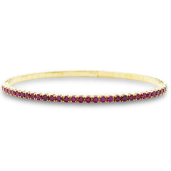 SPECIAL!2.55ct G SI 14K Yellow Gold Ruby Gemstone Bangle Flexible Bracelet