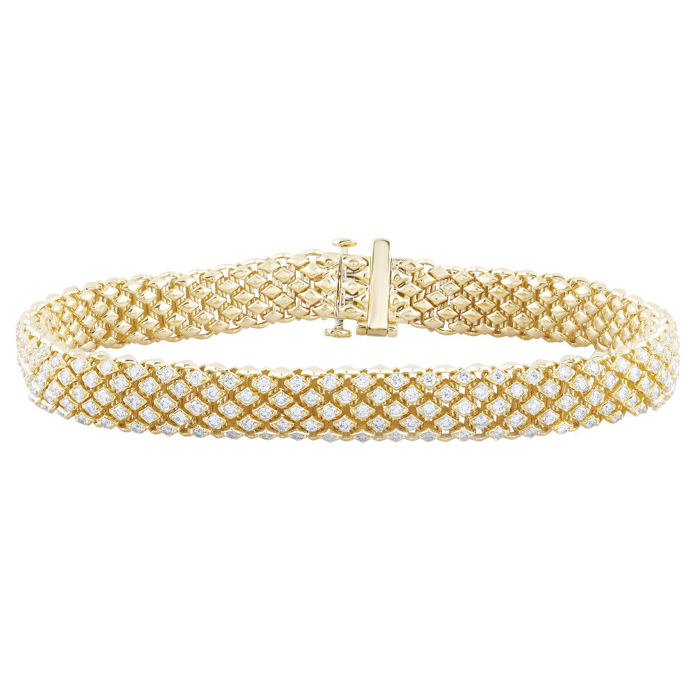 SPECIAL! 2.96ct G SI 14K Yellow Gold Unique Diamond Bracelet 7" Long