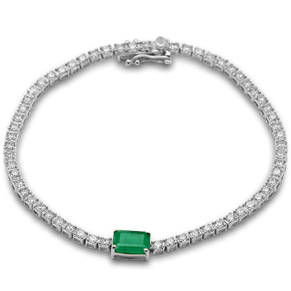 SPECIAL!4.71ct G SI 14K White Gold Diamond & Emerald Gemstone Tennis Bracelet 7" Long