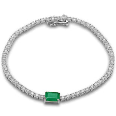 SPECIAL!4.71ct G SI 14K White Gold Diamond & Emerald Gemstone Tennis Bracelet 7" Long