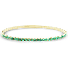 SPECIAL!1.72ct G SI 14K Yellow Gold Emerald Gemstone Flexible Bangle Bracelet 7" Long