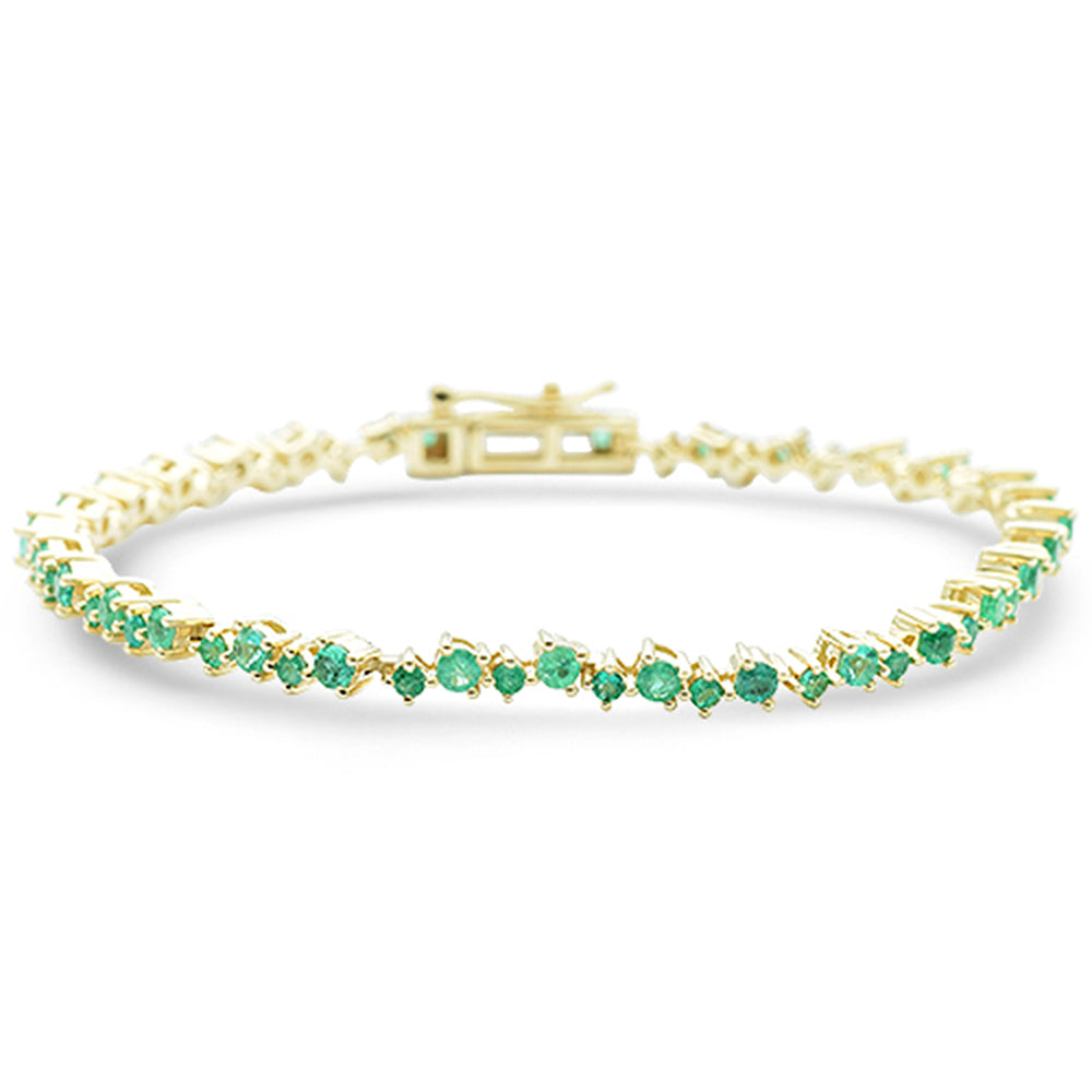 SPECIAL!2.54ct G SI 14K Yellow Gold Multi Shape Emerald Gemstone Tennis Bracelet 7" Long