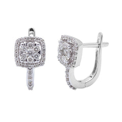 DIAMOND CLOSEOUT! .50ct Princess Shaped Diamond Hoop Earrings 14kt White Gold