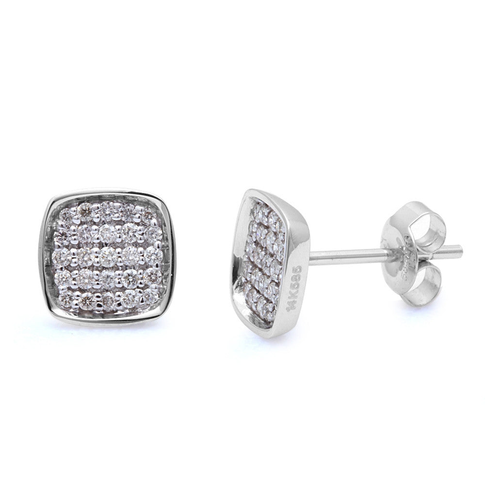 DIAMOND CLOSEOUT!  .29ct Princess Shape Diamond Solitaire Stud Earrings 14kt White gold