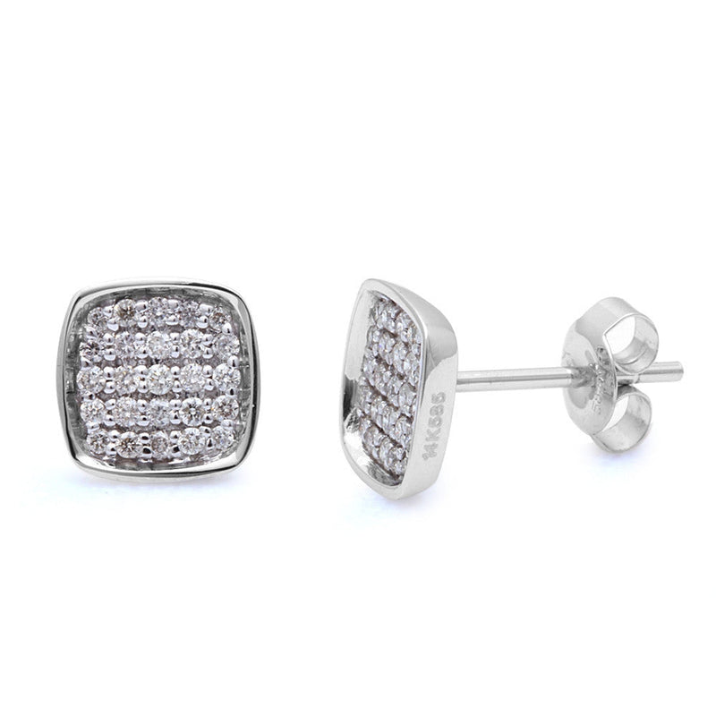 DIAMOND CLOSEOUT!  .29ct Princess Shape Diamond Solitaire Stud Earrings 14kt White gold