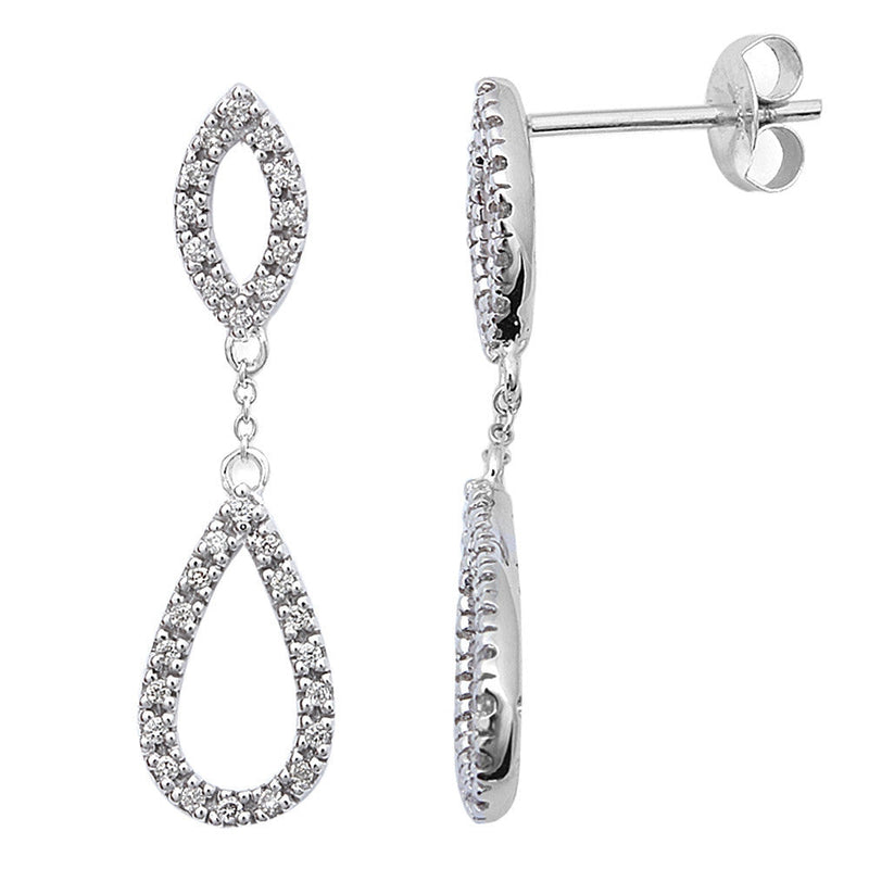 DIAMOND  CLOSEOUT!  .25ct Diamond 14kt White Gold Drop Dangle Pear Tear drop Shaped Earrings