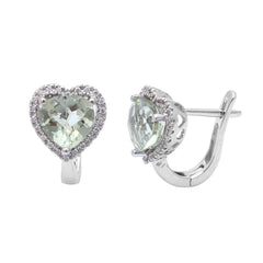 GEMSTONE CLOSEOUT ! 2.48ct Green Amethyst & Diamond Earrings