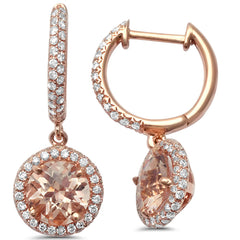 GEMSTONE CLOSEOUT!  14kt Rose Gold 1.93cts Round Morganite Gemstone & Diamond Earrings