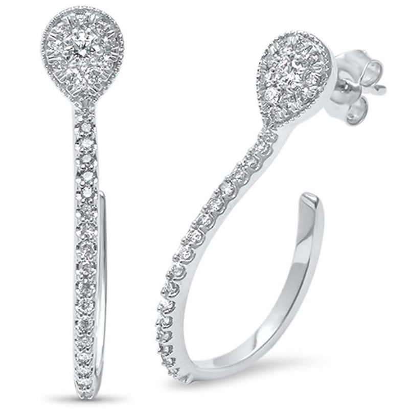 DIAMOND CLOSEOUT!  .54ct G SI 14kt White Gold Diamond Hoop Style Unique Earrings