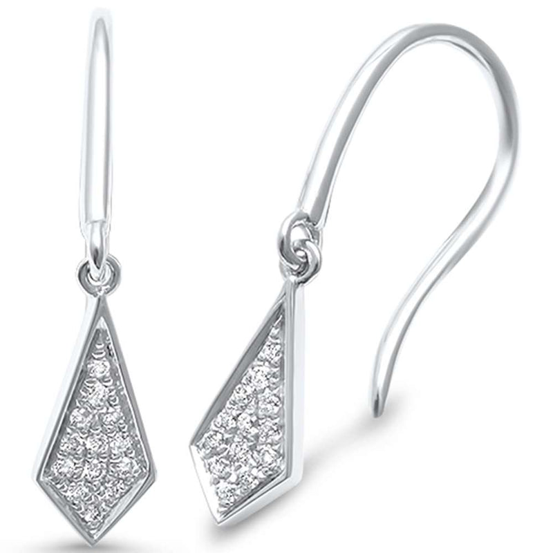 DIAMOND CLOSEOUT! .08ct G SI 14kt White Gold Modern Diamond Drop Dangle Earrings