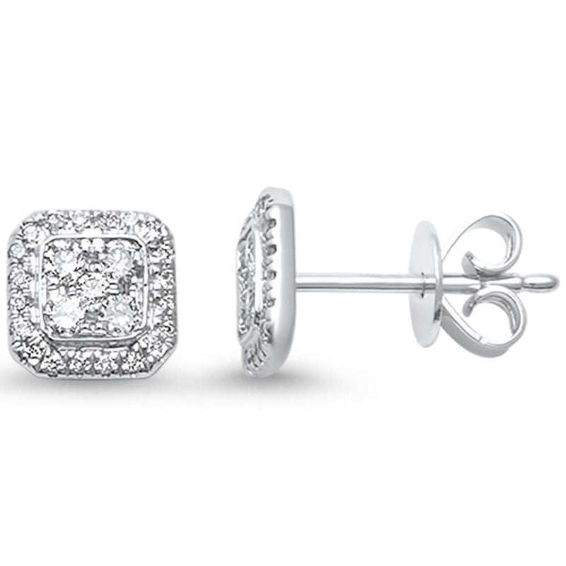 DIAMOND CLOSEOUT!  .32ct G SI 14kt White Gold Square Princess Diamond Stud Earrings