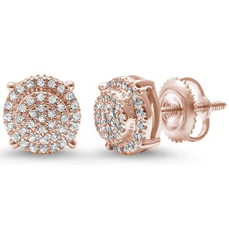 DIAMOND CLOSEOUT! .16ct G SI 10kt Rose Gold Round Diamond Cluster Stud Earrings
