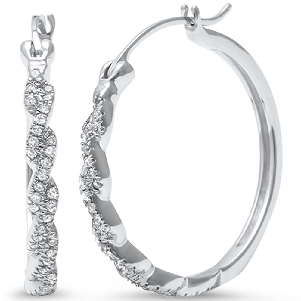 SPECIAL! .20ct 14k White Gold Round Diamond Twisted Infinity Hoop Earrings