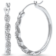 SPECIAL! .20ct 14k White Gold Round Diamond Twisted Infinity Hoop Earrings