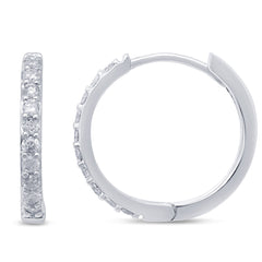 SPECIAL!.30ct 14k White Gold Diamond Hoop Huggie Earrings