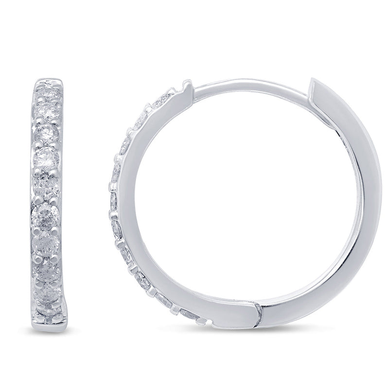 SPECIAL!.30ct 14k White Gold Diamond Hoop Huggie Earrings