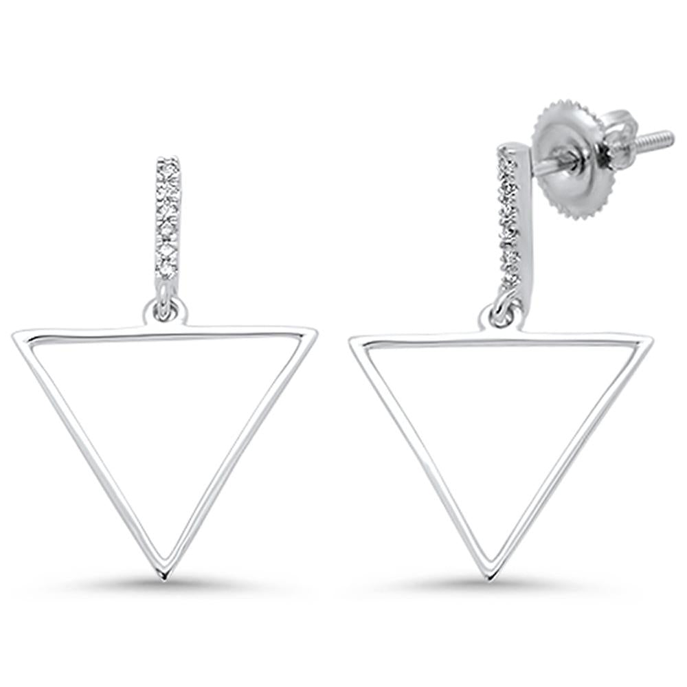 DIAMOND CLOSEOUT! .06ct 14k White Gold Diamond Trendy Triangle Earrings