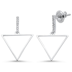 DIAMOND CLOSEOUT! .06ct 14k White Gold Diamond Trendy Triangle Earrings