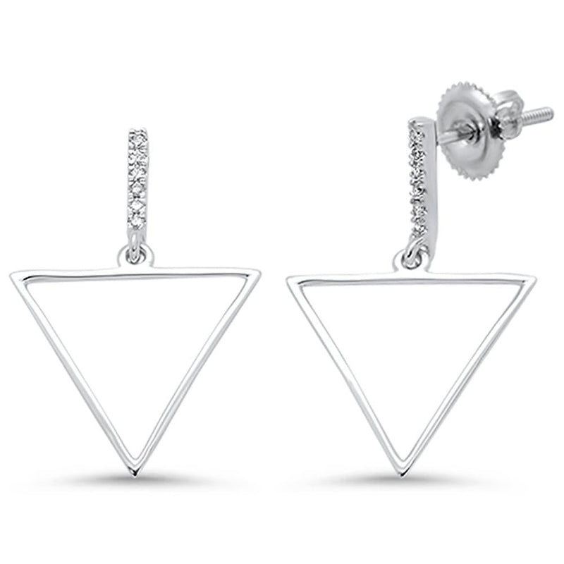 DIAMOND CLOSEOUT! .06ct 14k White Gold Diamond Trendy Triangle Earrings