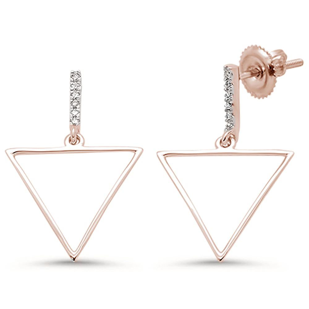 DIAMOND  CLOSEOUT! .08ct 14k Rose Gold Diamond Trendy Triangle Earrings