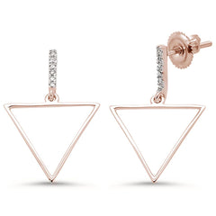 DIAMOND  CLOSEOUT! .08ct 14k Rose Gold Diamond Trendy Triangle Earrings