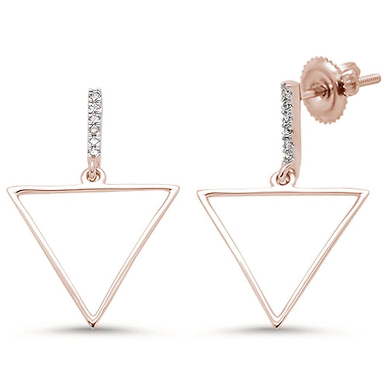 DIAMOND  CLOSEOUT! .08ct 14k Rose Gold Diamond Trendy Triangle Earrings
