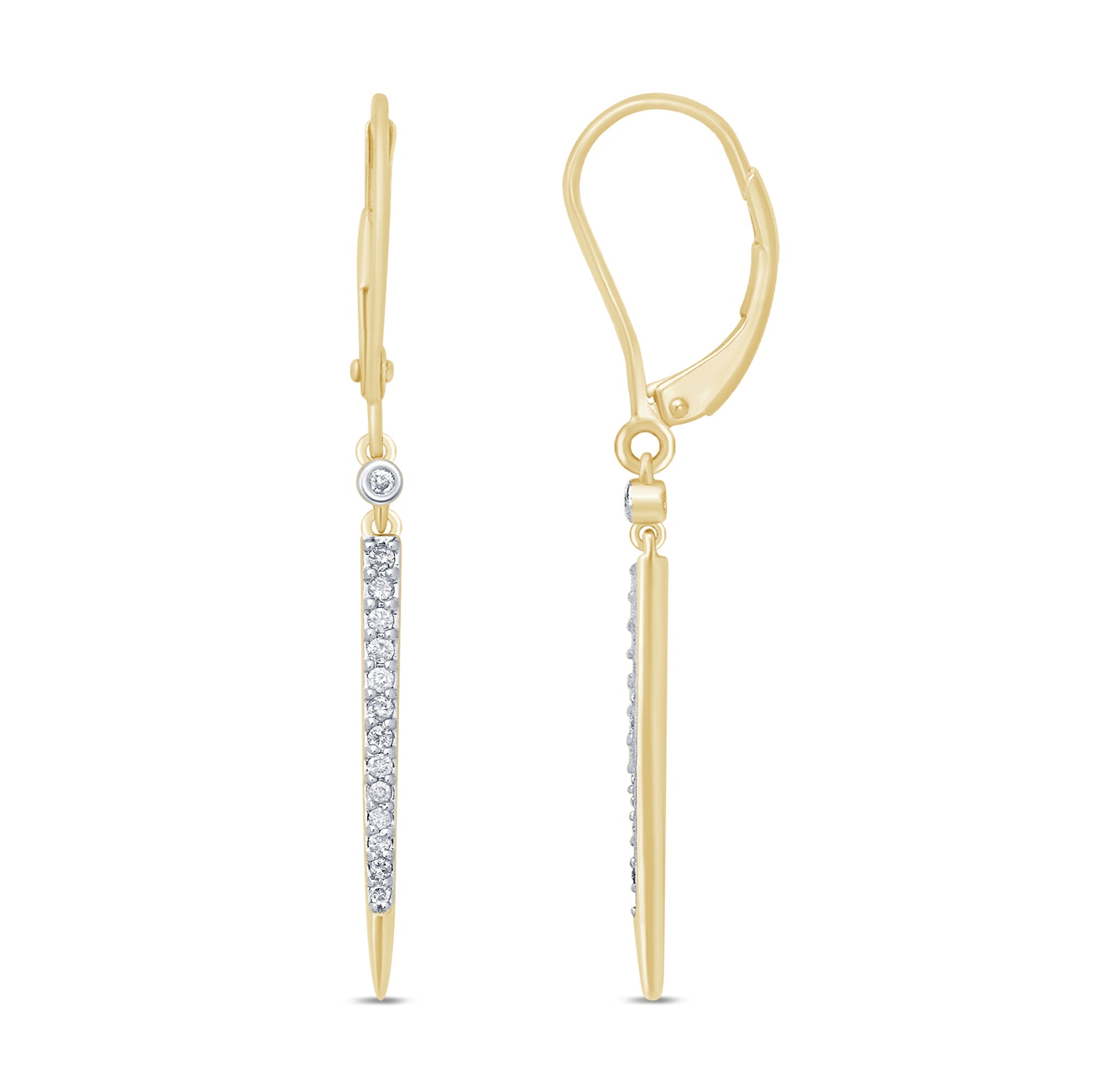 DIAMOND CLOSEOUT!  .17ct 14k Yellow Gold Diamond Drop Dangle Modern Earrings