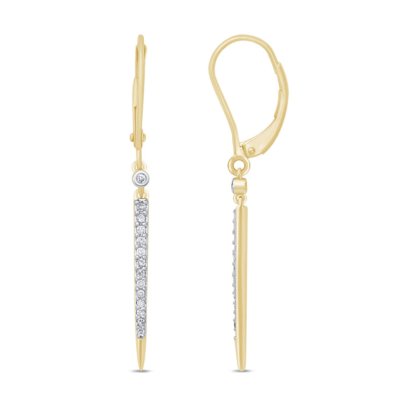 DIAMOND CLOSEOUT!  .17ct 14k Yellow Gold Diamond Drop Dangle Modern Earrings