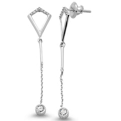 DIAMOND CLOSEOUT! .21ct 14k White Gold Diamond Drop Dangle Trendy Earrings