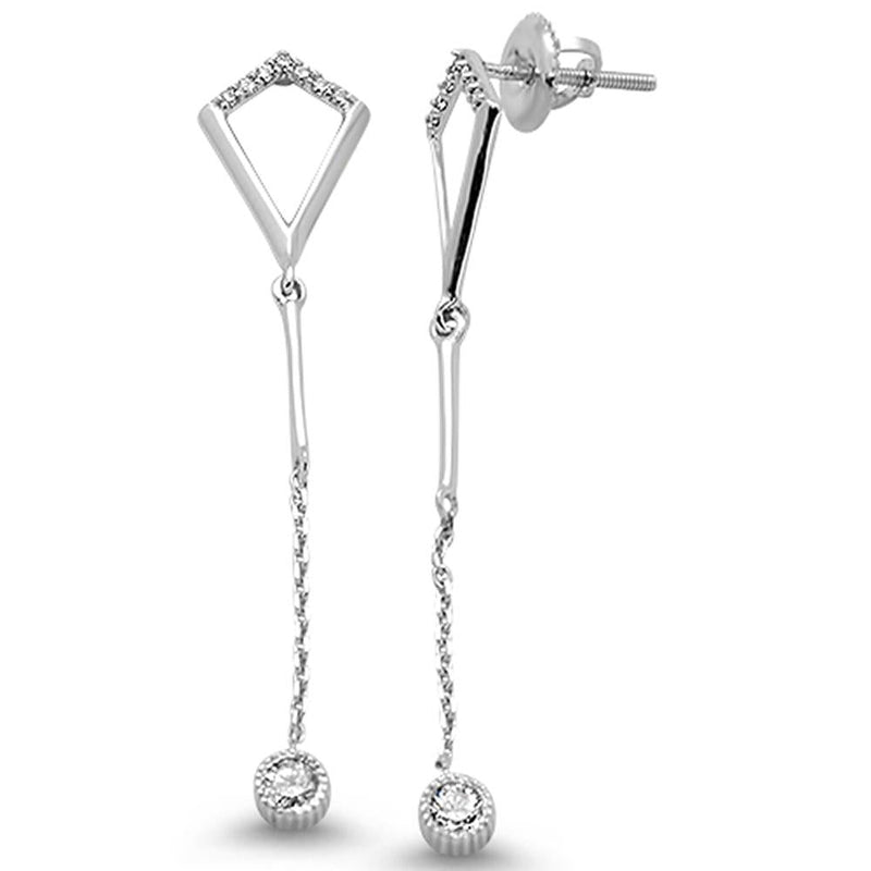 DIAMOND CLOSEOUT! .21ct 14k White Gold Diamond Drop Dangle Trendy Earrings